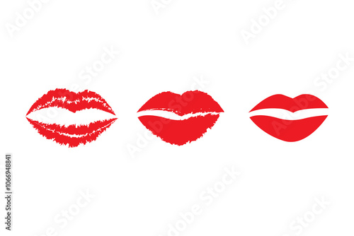 Red lips icon. Kiss mark illustration. Love symbol graphic. Vector element.