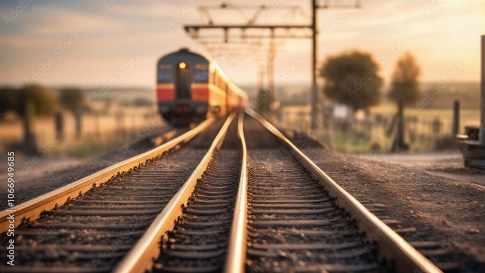 Fototapeta premium railway in the sunset