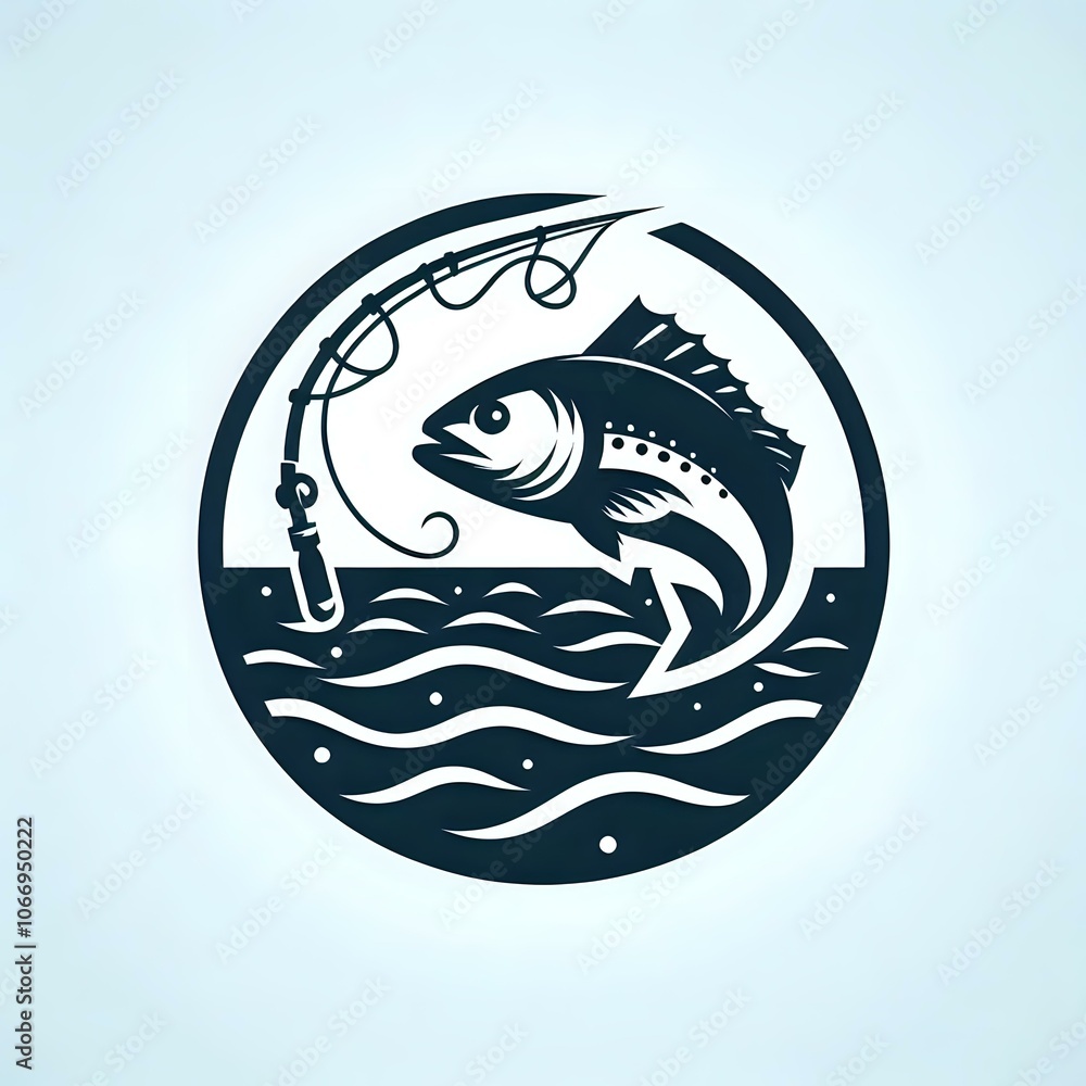 fish and fishing rod icon fish and fishing rod icon