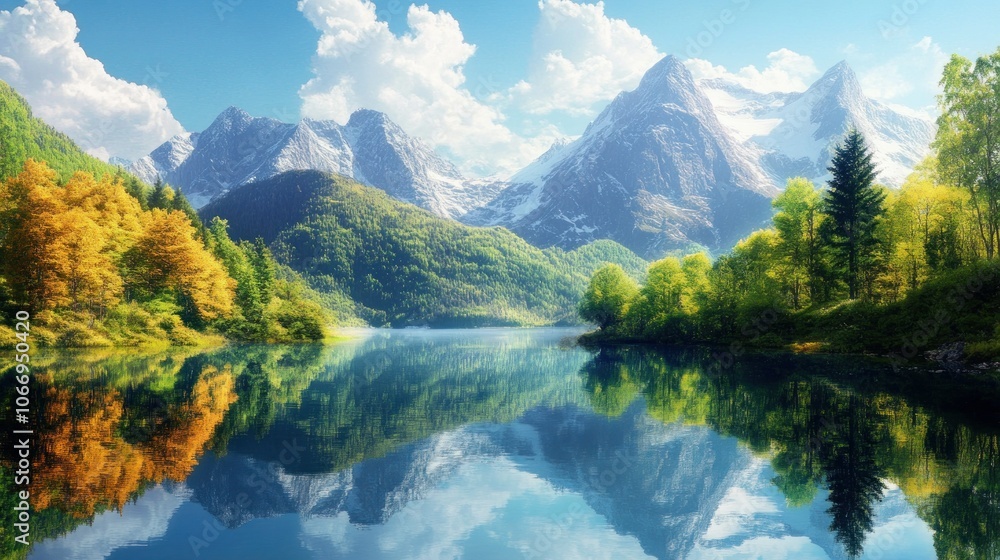 Tranquil Mountain Lake with Stunning Reflections Tranquil Mountain Lake with Stunning Reflections
