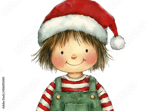 a cartoon of a girl wearing a santa hat