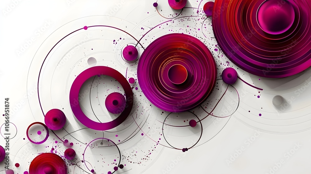 An abstract composition featuring vibrant shades of purple and red circles radiating from the center, creating a dynamic and visually striking design. An abstract composition featuring vibrant shades of purple and red circles radiating from the center, creating a dynamic and visually striking design.