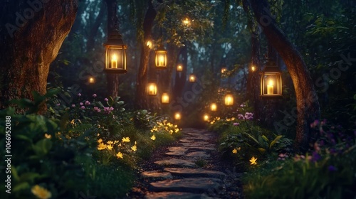 Enchanted Pathway Through a Magical Forest photo