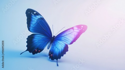 Vibrant Blue Butterfly Displaying Graceful Beauty photo