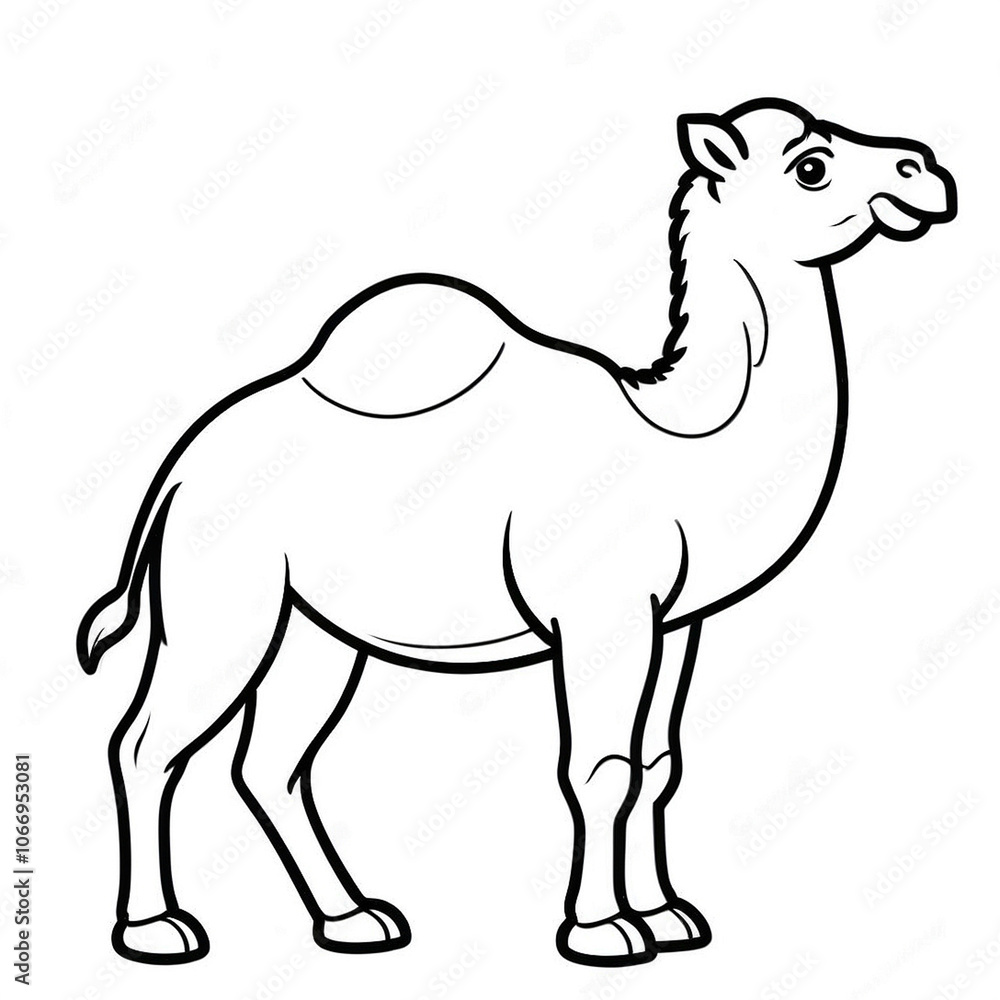 Fototapeta premium Camel coloring page on white background isolated