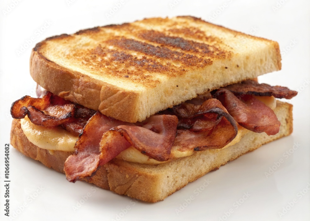 Delicious grilled bacon sandwich made with toasted bread and melted cheese. Generative AI Delicious grilled bacon sandwich made with toasted bread and melted cheese. Generative AI