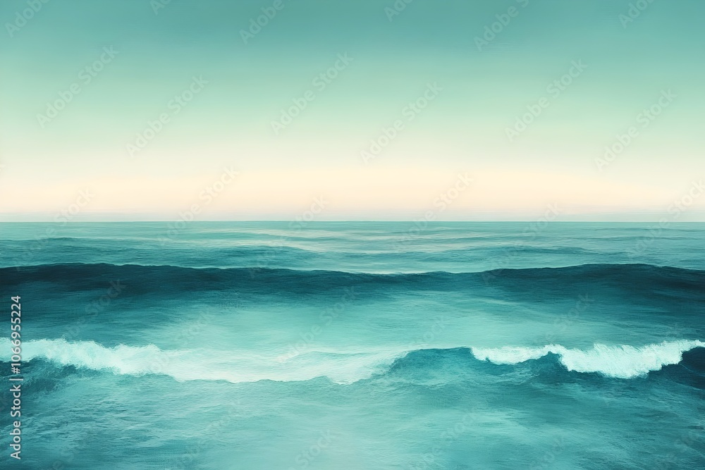 A serene seascape featuring gentle waves in shades of turquoise, creating a calming atmosphere. The horizon blends seamlessly with a soft, pastel sky. A serene seascape featuring gentle waves in shades of turquoise, creating a calming atmosphere. The horizon blends seamlessly with a soft, pastel sky.