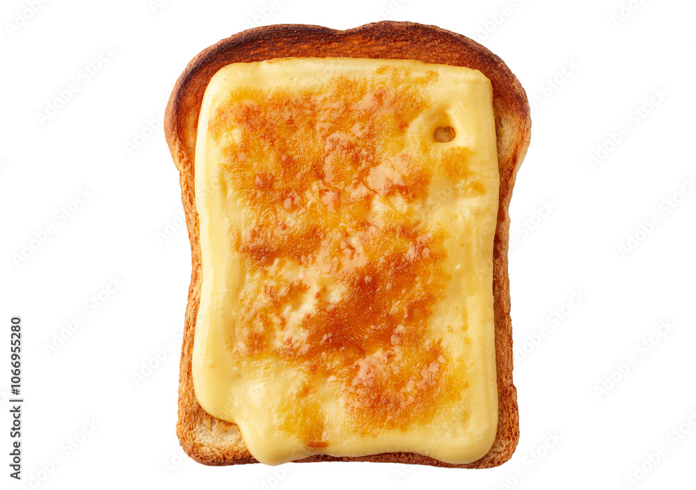 Toast kasha cheese, top view isolated on a transparent or white background Toast kasha cheese, top view isolated on a transparent or white background