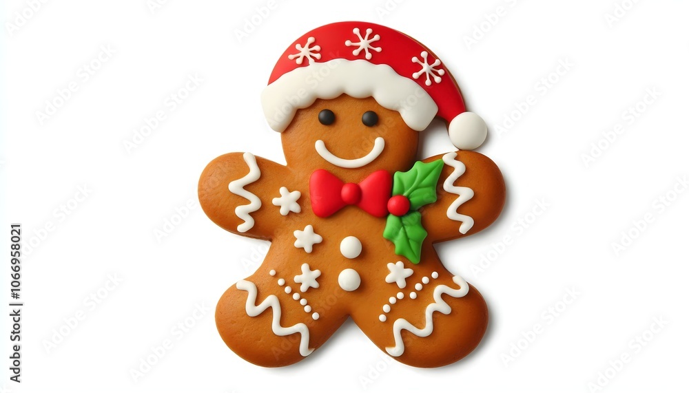 Christmas gingerbread man cookie with hat isolated on white background Christmas gingerbread man cookie with hat isolated on white background