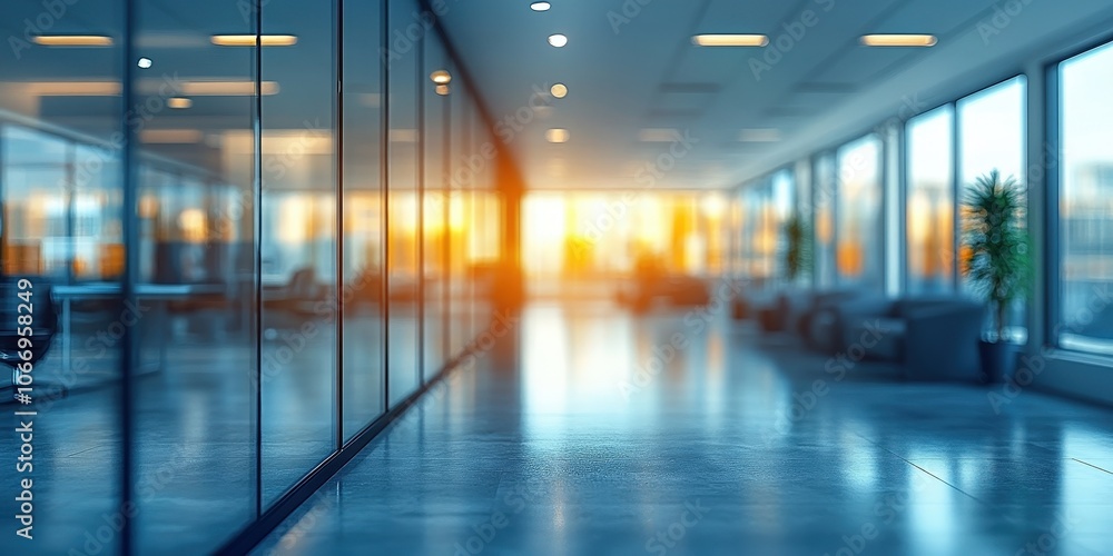 Fototapeta premium Blurred Business Meeting in Modern Office Space