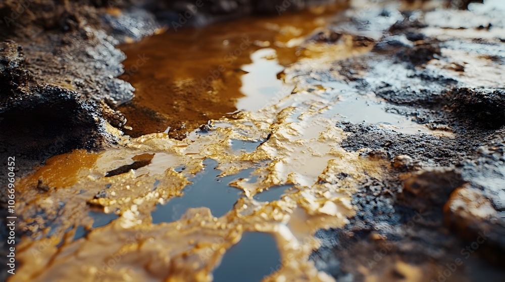 Closeup of Contaminated Soil with Chemical Residue Highlighting Environmental Pollution Risks Closeup of Contaminated Soil with Chemical Residue Highlighting Environmental Pollution Risks