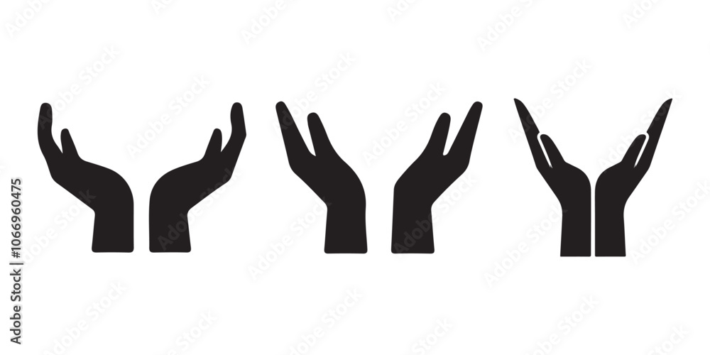 set of hand icon silhouette vectors on a white background set of hand icon silhouette vectors on a white background