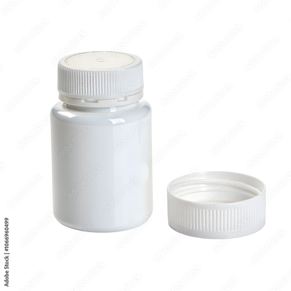 Empty White Pill Bottle with Cap on transparent background cutout, PNG file, Cutout file Empty White Pill Bottle with Cap on transparent background cutout, PNG file, Cutout file