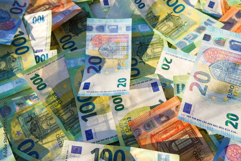 Euro money background. Euro Banknotes Design. Euro cash payment and wages. Cash background. Banknotes of European Union (EU ). Economic and political. Bills for pension and salary. Social finance. Euro money background. Euro Banknotes Design. Euro cash payment and wages. Cash background. Banknotes of European Union (EU ). Economic and political. Bills for pension and salary. Social finance.