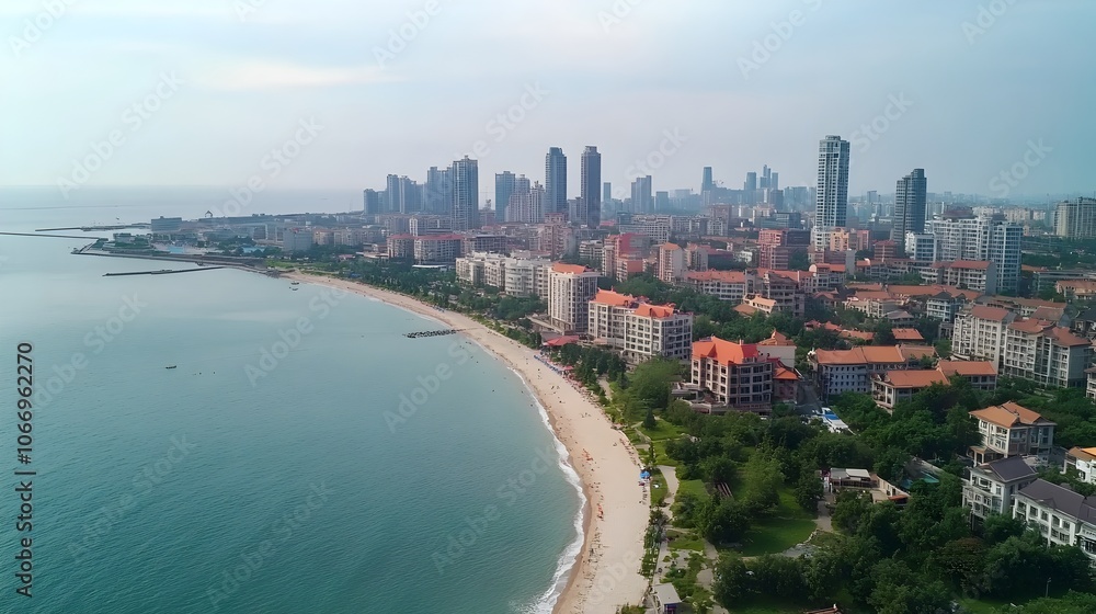 Stunning High-Angle View of Qingdao's Vibrant Coastal Cityscape and Modern Skyline Stunning High-Angle View of Qingdao's Vibrant Coastal Cityscape and Modern Skyline