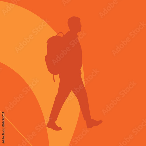 backpacker silhouette vector 