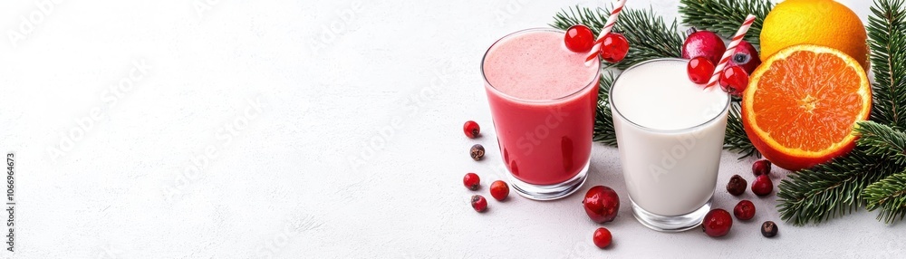 Refreshing fruit smoothies in glasses, garnished with berries and citrus, perfect for a healthy lifestyle. Refreshing fruit smoothies in glasses, garnished with berries and citrus, perfect for a healthy lifestyle.