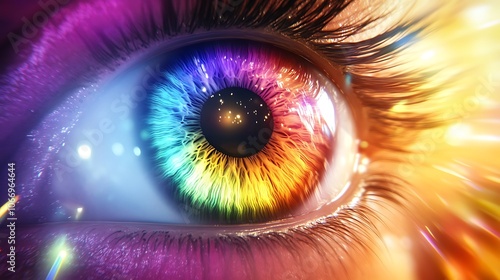 Beautiful Macro Close-Up Colorful Eye Details Photo