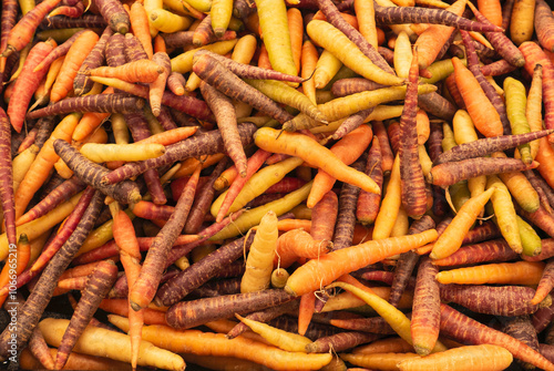 Rainbow carrots in orange, yellow, red