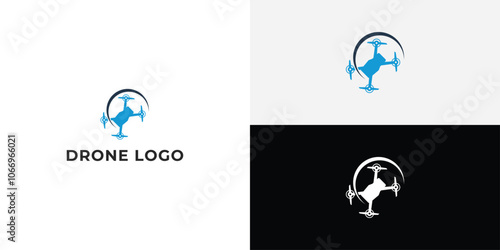 Flying drone logo design logo template illustration.