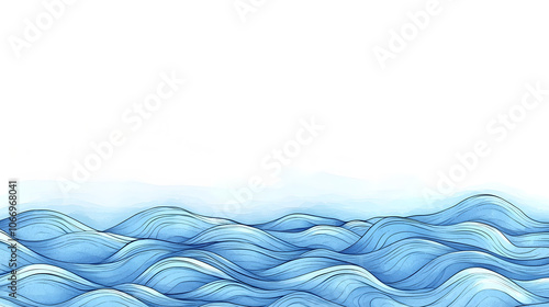 Abstract blue waves with soft flowing lines