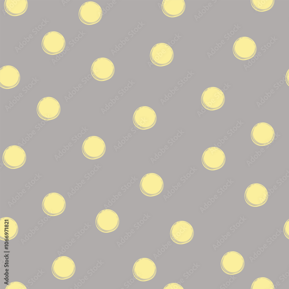 Seamless pattern with yellow polka dots on gray background. Seamless pattern with yellow polka dots on gray background.