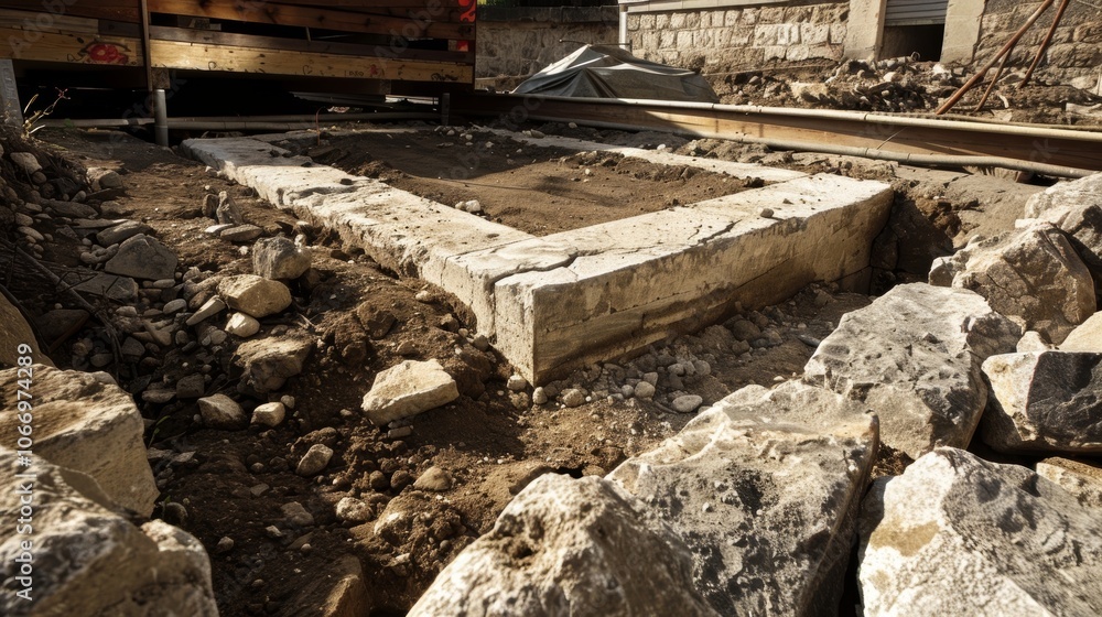 As the foundation for a new building is dug a massive stone structure is uncovered believed to be part of a temple that dates back thousands of years. As the foundation for a new building is dug a massive stone structure is uncovered believed to be part of a temple that dates back thousands of years.