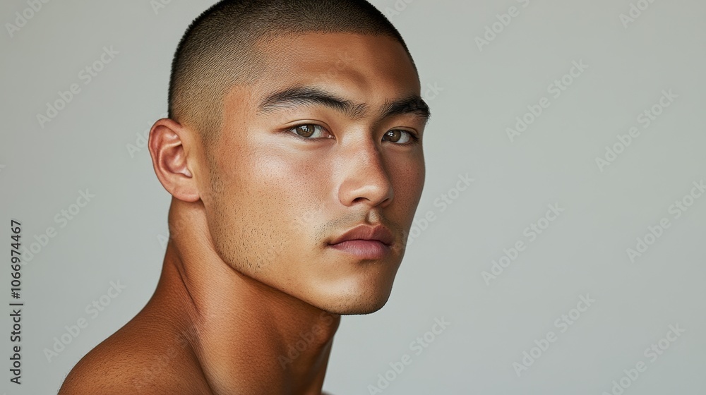 Handsome Asian Man Portrait Skincare Face Model Handsome Asian Man Portrait Skincare Face Model