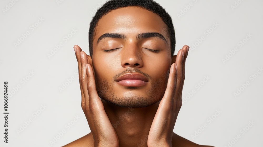 Serene Man Skincare Face Hands Beauty Wellness Spa Calm Relaxation Portrait Closeup Male Skin Soft Serene Man Skincare Face Hands Beauty Wellness Spa Calm Relaxation Portrait Closeup Male Skin Soft