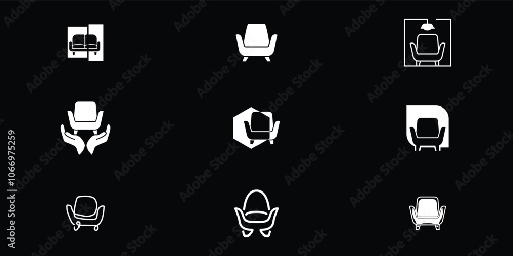 Fototapeta premium Furniture Logo. Interior Sofa Chair. Furnishing Interior Logo Design Template.