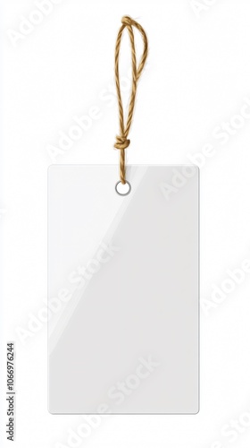 Blank White Tag With Jute Rope and Metal Eyelet