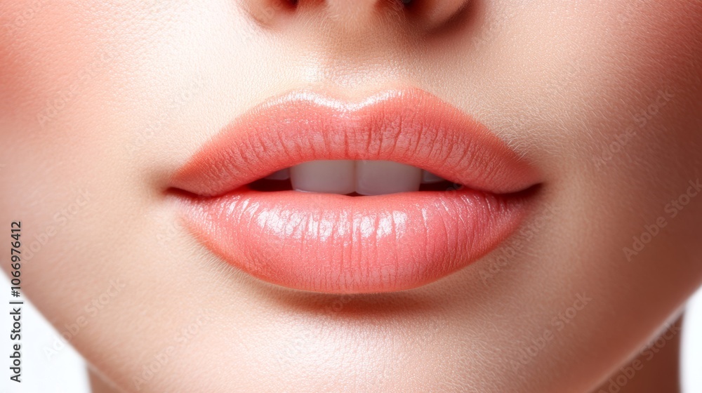 Close up of Beautiful Smooth Lips Pink Healthy Makeup Skincare Cosmetics Beauty Fashion Sensual Close up of Beautiful Smooth Lips Pink Healthy Makeup Skincare Cosmetics Beauty Fashion Sensual