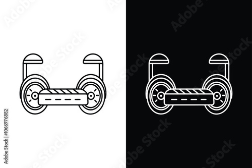Simple vector icon hoverboard. Hoverboard Icon on White Background Vector Art Illustration on white background.