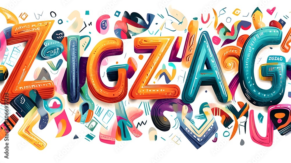 Colorful ZIGZAG Alphabet Colorful ZIGZAG Alphabet