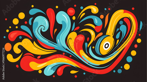 Colorful abstract splash design with vibrant swirls