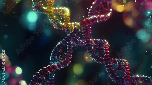 Colorful Microscopic Visualization of DNA Nucleotide Pairing During Replication photo