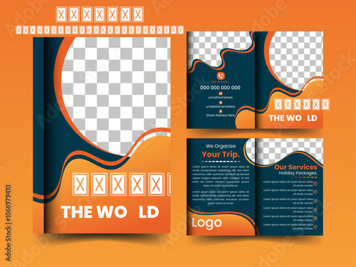 Travel the world bi fold brochure template 