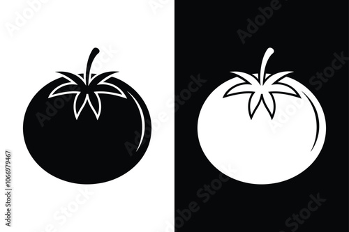 Tomato icon vector illustration graphic design. Tomato icon on White Background Vector Art Illustration on white background.