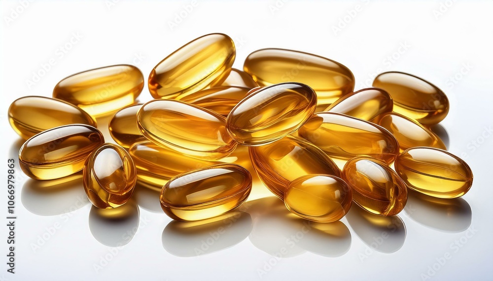 High-Quality Omega-3 Fish Oil Softgels with Transparent Background High-Quality Omega-3 Fish Oil Softgels with Transparent Background