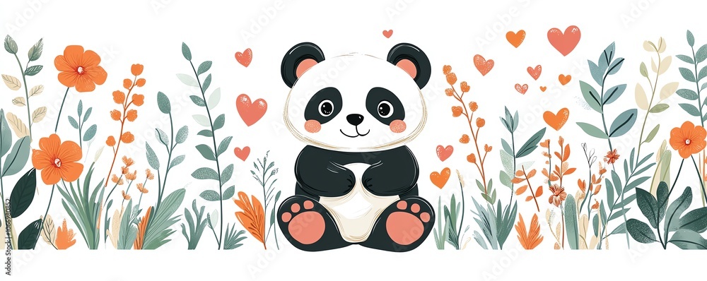 Adorable panda featuring pink paw pads Adorable panda featuring pink paw pads