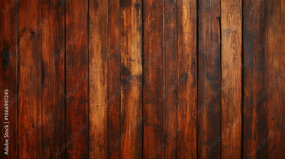 Fototapeta premium Rustic wood texture with rich brown tones and natural grain patterns.