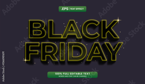 Design editable text effect, Black Friday text effect with yellow outline