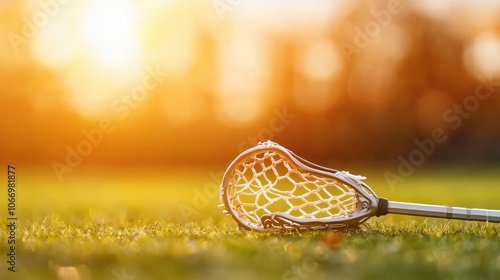 Enhanced Lacrosse Gloves on Grass During Sunset