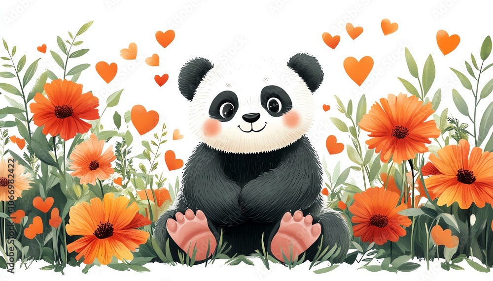 Charming panda with soft pink paw pads Charming panda with soft pink paw pads