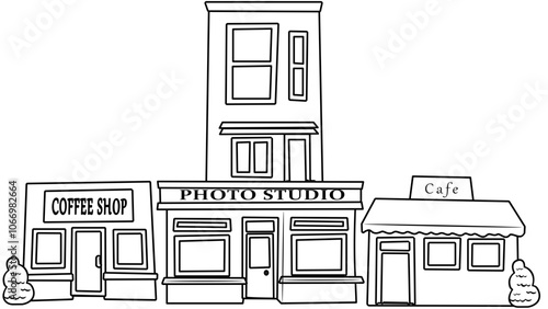 city building Doodle element coloring page cartoon illustration