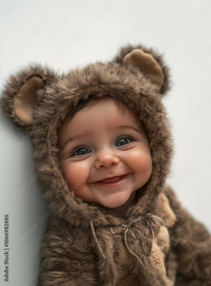 Adorable Baby in Cute Bear Costume Smiling Adorable Baby in Cute Bear Costume Smiling