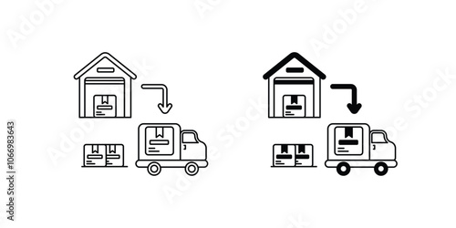 order fulfillment set icon with white background vector stock illustration