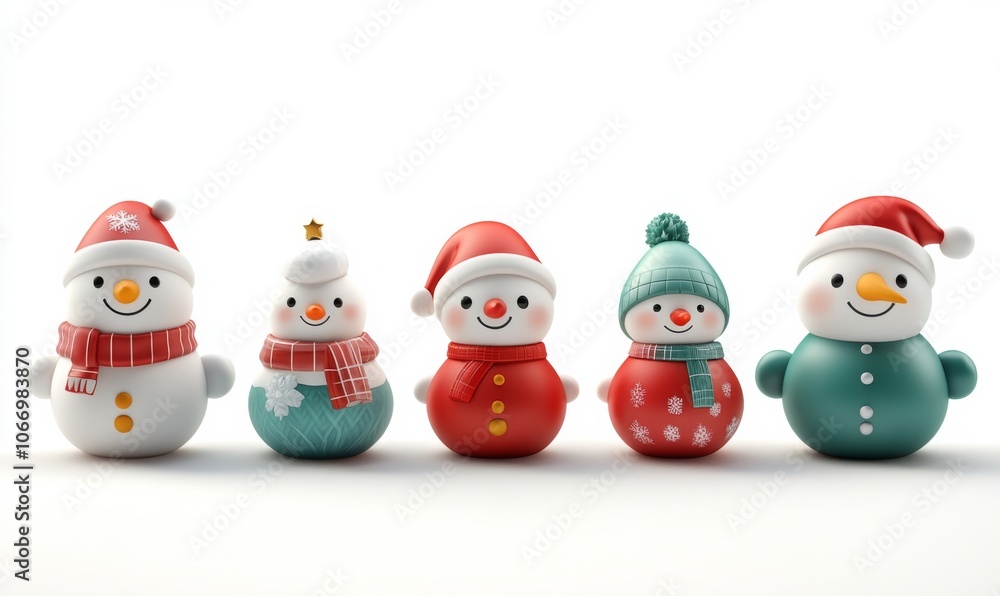 Set of 3D cartoon Christmas icon white background Set of 3D cartoon Christmas icon white background
