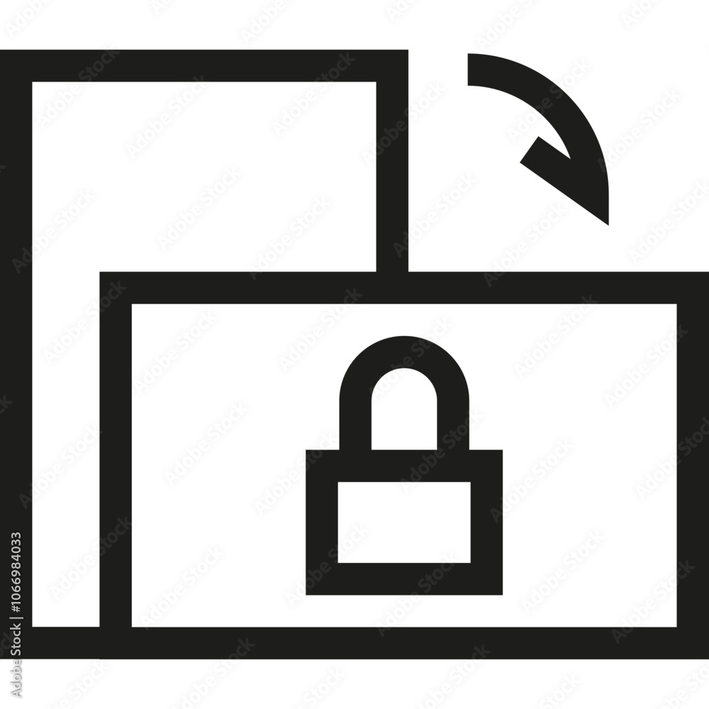 A simple illustration of a locked padlock overlaying a partially opened document on a white background A simple illustration of a locked padlock overlaying a partially opened document on a white background