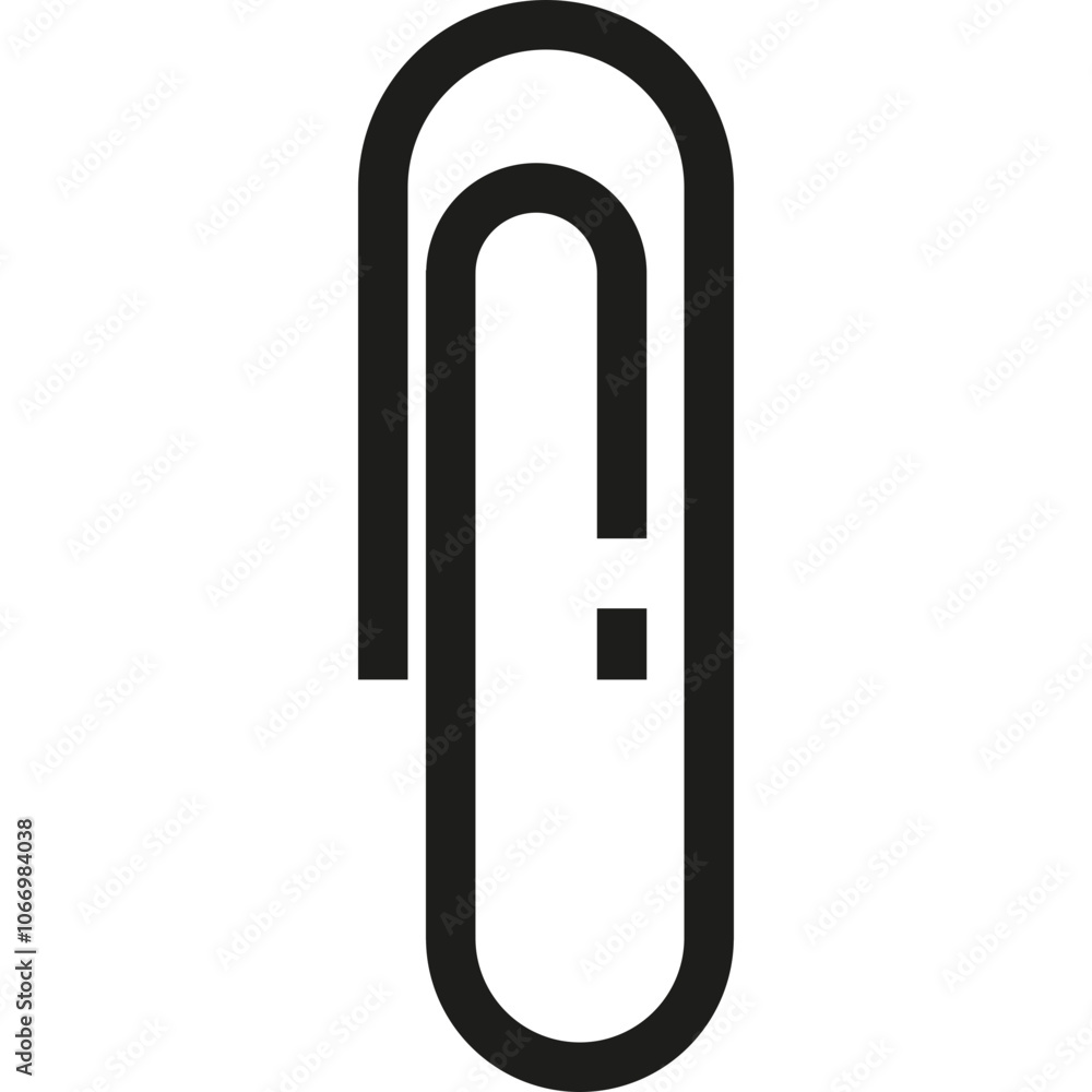 Simple black paperclip design on a white background, ideal for office supplies, stationery, and organizational tools Simple black paperclip design on a white background, ideal for office supplies, stationery, and organizational tools